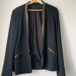 Ella Moss Tuxedo Blazer with Faux Leather Trim